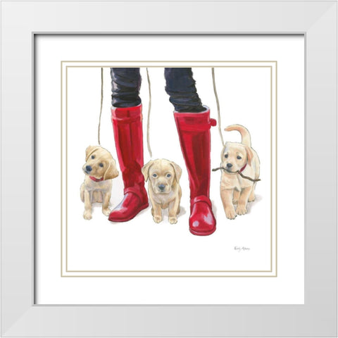Furry Fashion Friends I White Modern Wood Framed Art Print with Double Matting by Adams, Emily
