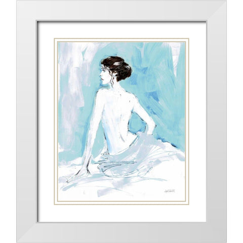 Nude II Blue White Modern Wood Framed Art Print with Double Matting by Tavoletti, Anne