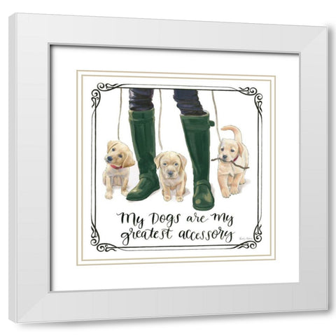 Furry Fashion Friends I My Dogs White Modern Wood Framed Art Print with Double Matting by Adams, Emily