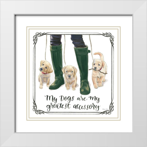 Furry Fashion Friends I My Dogs White Modern Wood Framed Art Print with Double Matting by Adams, Emily