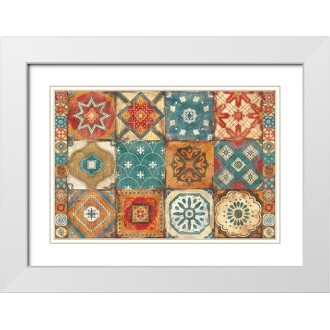 Moroccan Tiles White Modern Wood Framed Art Print with Double Matting by Hilsaca, Cleonique