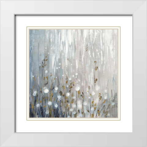 January Branches Neutral White Modern Wood Framed Art Print with Double Matting by Vassileva, Silvia