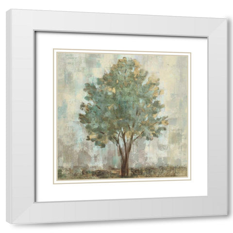 Verdi Trees II White Modern Wood Framed Art Print with Double Matting by Vassileva, Silvia