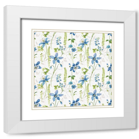 Blue and Green Garden Step 01 White Modern Wood Framed Art Print with Double Matting by Audit, Lisa