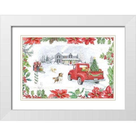 Farmhouse Holidays II White Modern Wood Framed Art Print with Double Matting by Grove, Beth
