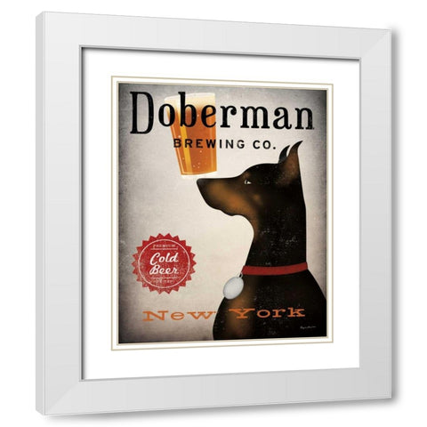 Doberman Brewing Company NY White Modern Wood Framed Art Print with Double Matting by Fowler, Ryan