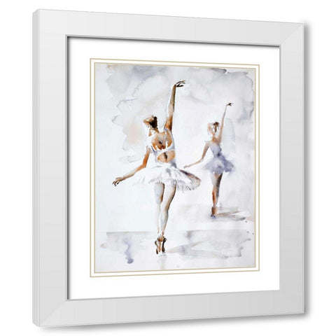 Ballerina In Blue White Modern Wood Framed Art Print with Double Matting by Valle, Aimee Del