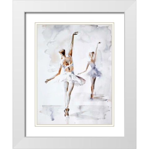 Ballerina In Blue White Modern Wood Framed Art Print with Double Matting by Valle, Aimee Del