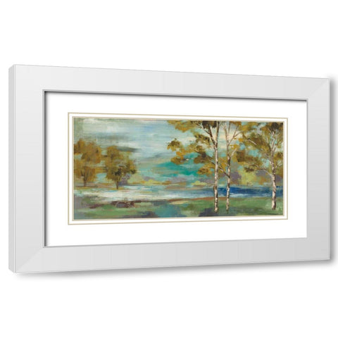 Aspens by the Lake Yellow White Modern Wood Framed Art Print with Double Matting by Vassileva, Silvia