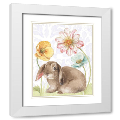 Spring Softies Bunnies III Purple White Modern Wood Framed Art Print with Double Matting by Audit, Lisa