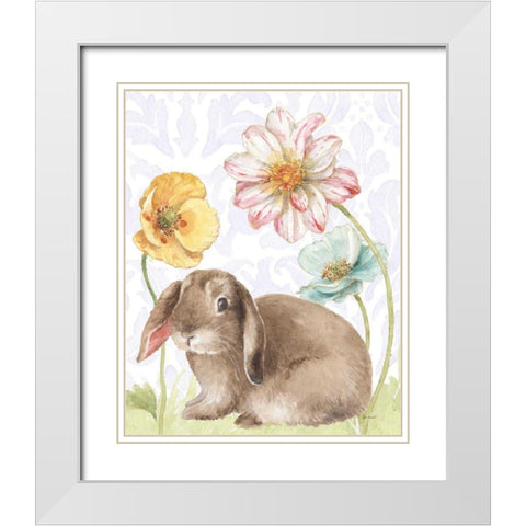 Spring Softies Bunnies III Purple White Modern Wood Framed Art Print with Double Matting by Audit, Lisa