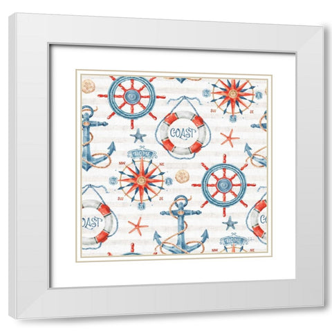 Nautical Life Step 01A White Modern Wood Framed Art Print with Double Matting by Audit, Lisa