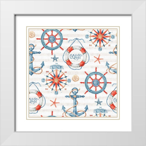 Nautical Life Step 01A White Modern Wood Framed Art Print with Double Matting by Audit, Lisa