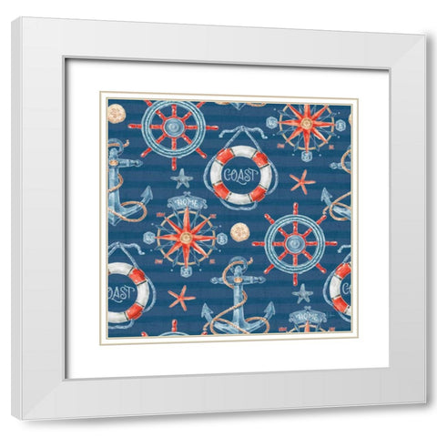 Nautical Life Step 01B White Modern Wood Framed Art Print with Double Matting by Audit, Lisa