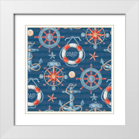 Nautical Life Step 01B White Modern Wood Framed Art Print with Double Matting by Audit, Lisa