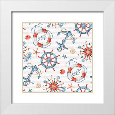 Nautical Life Step 02A White Modern Wood Framed Art Print with Double Matting by Audit, Lisa