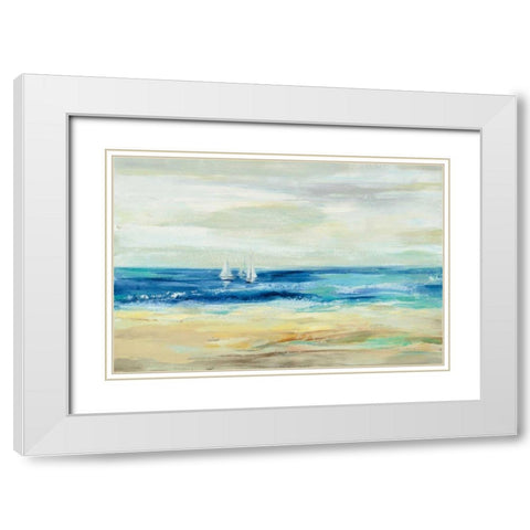 Sand and Sea White Modern Wood Framed Art Print with Double Matting by Vassileva, Silvia