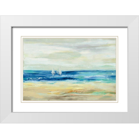 Sand and Sea White Modern Wood Framed Art Print with Double Matting by Vassileva, Silvia