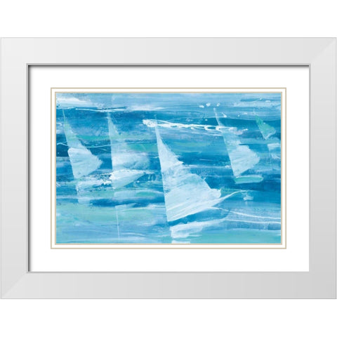 Summer Sail III Blue White Modern Wood Framed Art Print with Double Matting by Hristova, Albena