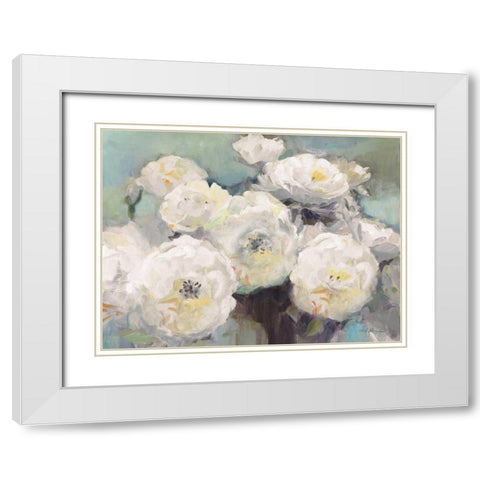 Wild Roses Sage White Modern Wood Framed Art Print with Double Matting by Hageman, Marilyn