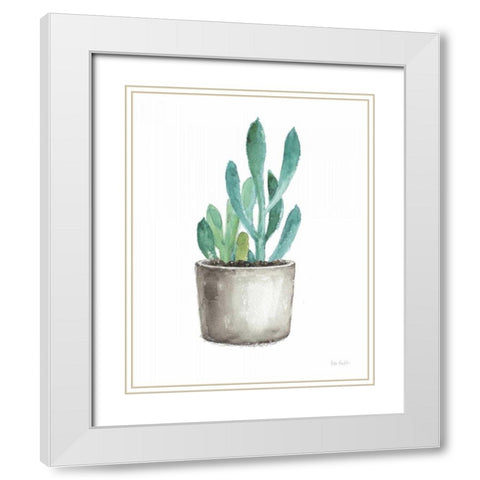 Mixed Greens Succulent V White Modern Wood Framed Art Print with Double Matting by Audit, Lisa