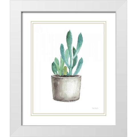 Mixed Greens Succulent V White Modern Wood Framed Art Print with Double Matting by Audit, Lisa