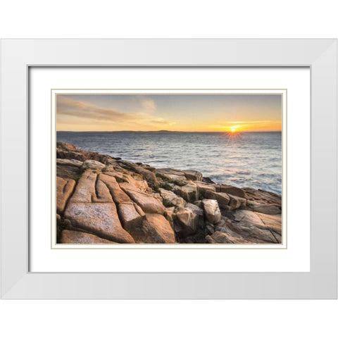 Acadia Sunrise White Modern Wood Framed Art Print with Double Matting by Majchrowicz, Alan