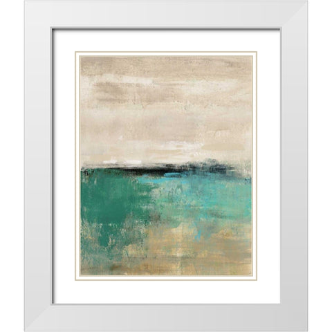 Spring Valley II Teal White Modern Wood Framed Art Print with Double Matting by Vassileva, Silvia