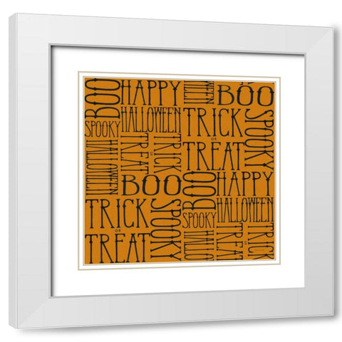 Vintage Halloween Pattern I White Modern Wood Framed Art Print with Double Matting by Miller, Sara Zieve
