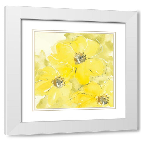 Sunshine Cosmos I White Modern Wood Framed Art Print with Double Matting by Paschke, Chris