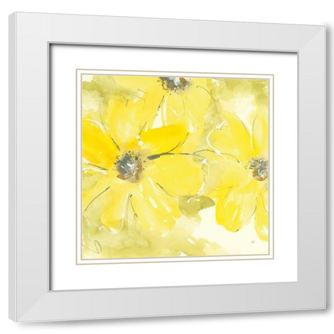 Sunshine Cosmos II White Modern Wood Framed Art Print with Double Matting by Paschke, Chris