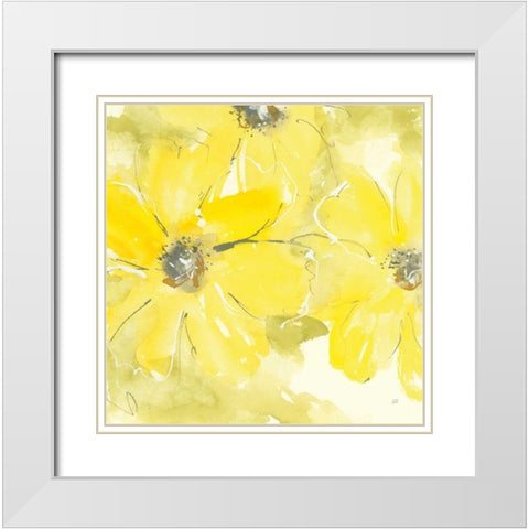 Sunshine Cosmos II White Modern Wood Framed Art Print with Double Matting by Paschke, Chris