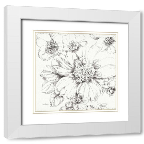 Summer Bloom III BW White Modern Wood Framed Art Print with Double Matting by Audit, Lisa