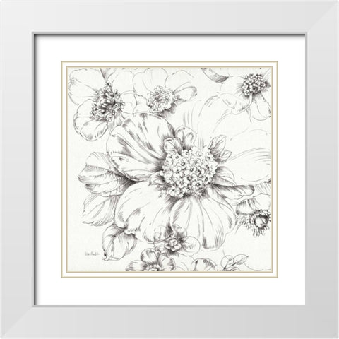 Summer Bloom III BW White Modern Wood Framed Art Print with Double Matting by Audit, Lisa