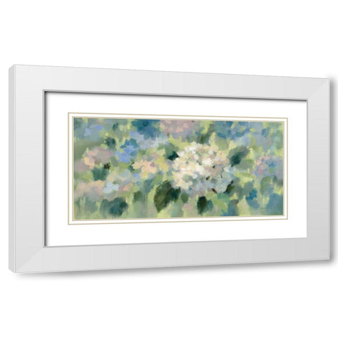 Hydrangea Mosaic White Modern Wood Framed Art Print with Double Matting by Vassileva, Silvia