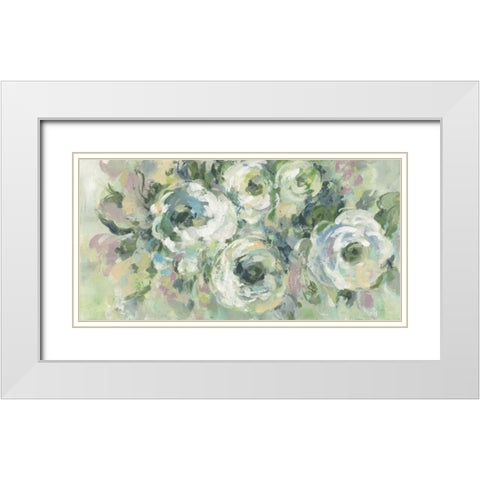 Sage and Lavender Peonies Light White Modern Wood Framed Art Print with Double Matting by Vassileva, Silvia