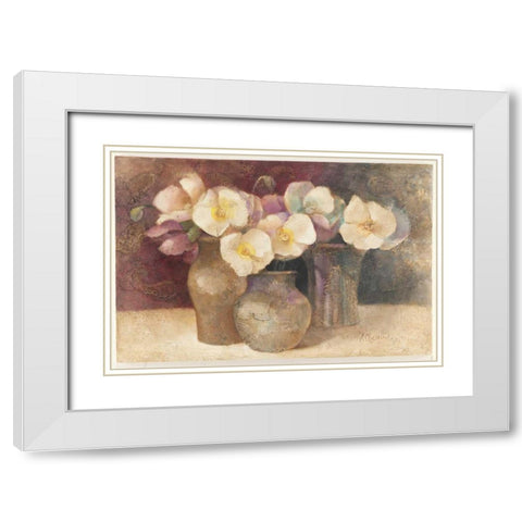 Poppies on Plum White Modern Wood Framed Art Print with Double Matting by Hristova, Albena
