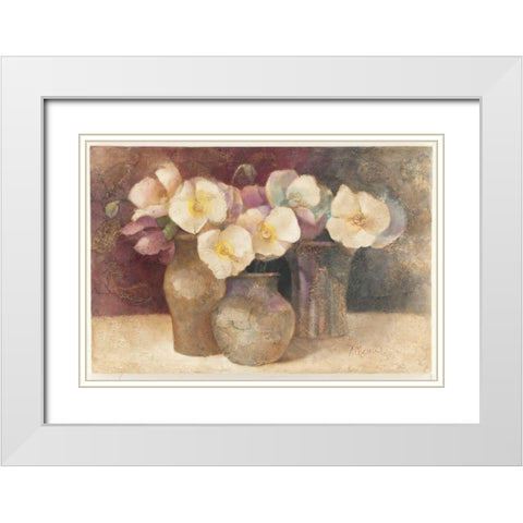 Poppies on Plum White Modern Wood Framed Art Print with Double Matting by Hristova, Albena