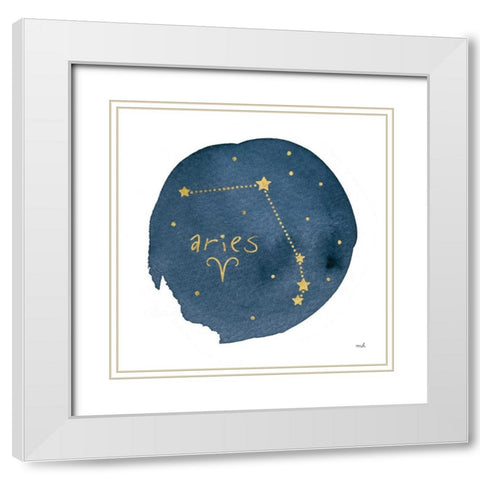 Horoscope Aries White Modern Wood Framed Art Print with Double Matting by Hershey, Moira