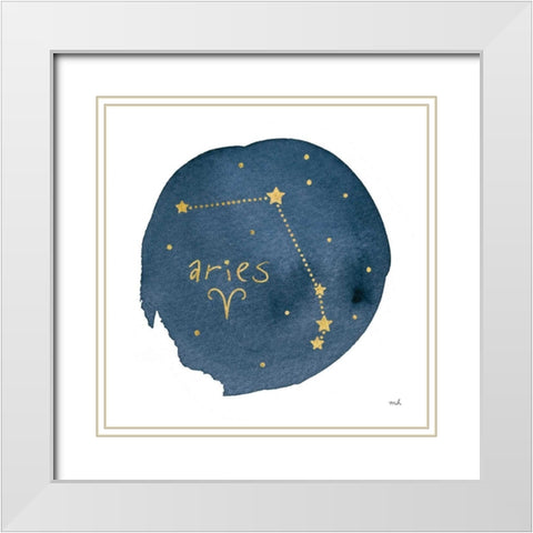 Horoscope Aries White Modern Wood Framed Art Print with Double Matting by Hershey, Moira