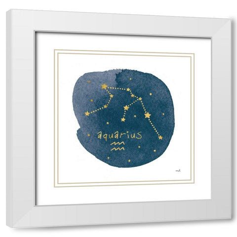 Horoscope Aquarius White Modern Wood Framed Art Print with Double Matting by Hershey, Moira