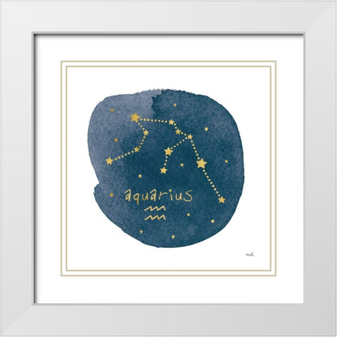 Horoscope Aquarius White Modern Wood Framed Art Print with Double Matting by Hershey, Moira