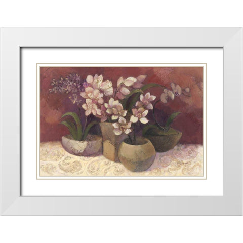 Orchid Dream White Modern Wood Framed Art Print with Double Matting by Hristova, Albena