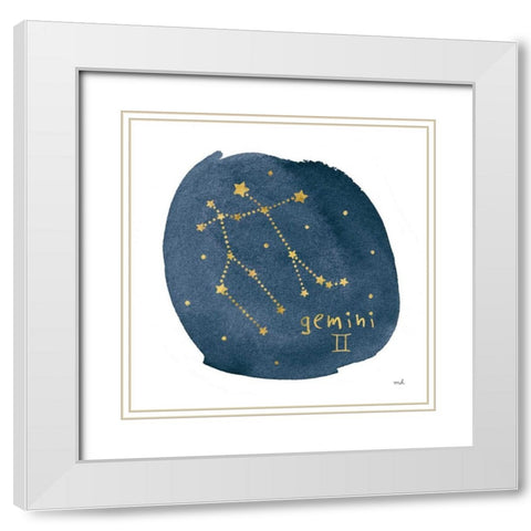 Horoscope Gemini White Modern Wood Framed Art Print with Double Matting by Hershey, Moira