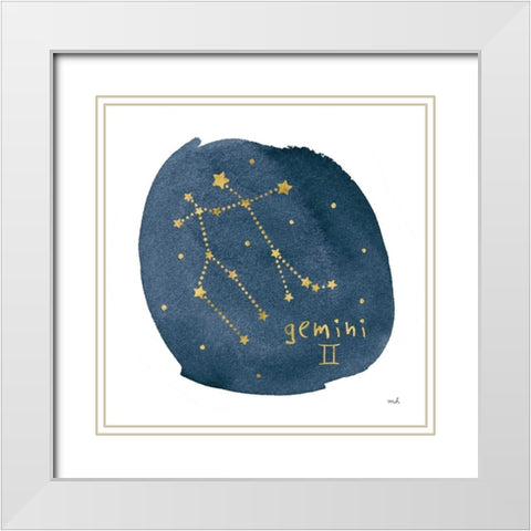 Horoscope Gemini White Modern Wood Framed Art Print with Double Matting by Hershey, Moira