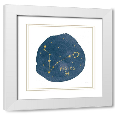 Horoscope Pisces White Modern Wood Framed Art Print with Double Matting by Hershey, Moira