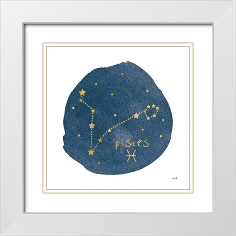 Horoscope Pisces White Modern Wood Framed Art Print with Double Matting by Hershey, Moira