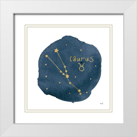 Horoscope Taurus White Modern Wood Framed Art Print with Double Matting by Hershey, Moira