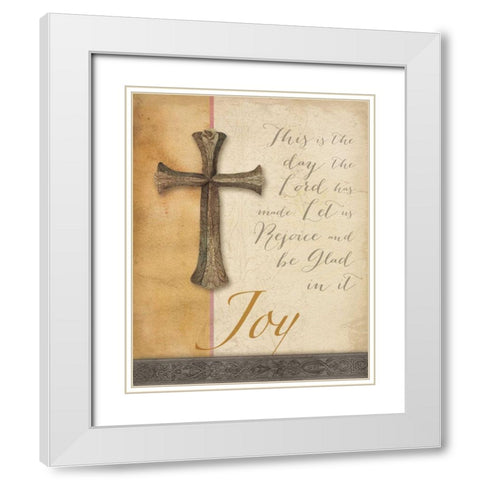Words for Worship Joy White Modern Wood Framed Art Print with Double Matting by DeNeige, Elyse