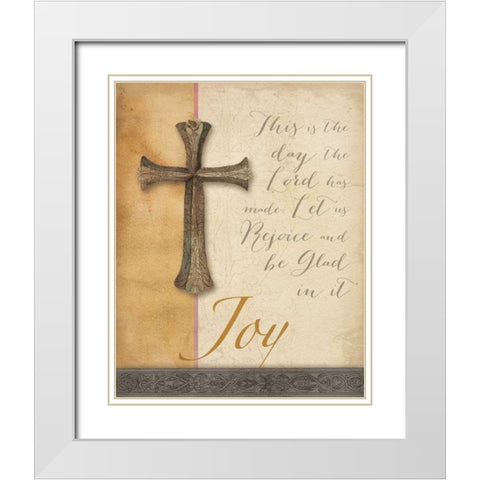 Words for Worship Joy White Modern Wood Framed Art Print with Double Matting by DeNeige, Elyse